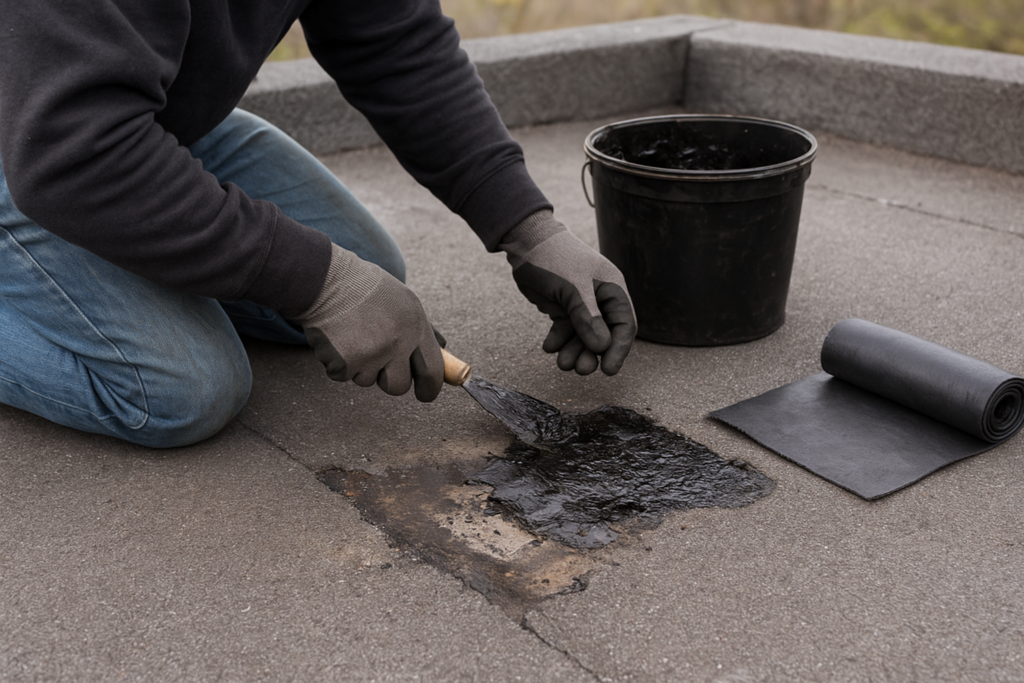 fixing a leak on a flat roof